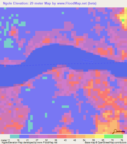 Ngole,Gabon Elevation Map