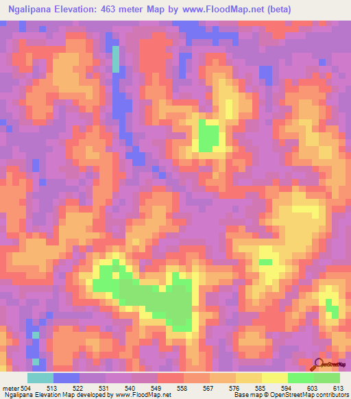 Ngalipana,Gabon Elevation Map