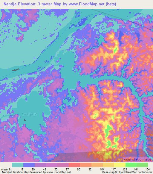 Nendja,Gabon Elevation Map