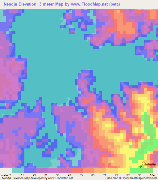 Nendja,Gabon Elevation Map