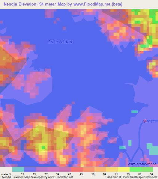 Nendja,Gabon Elevation Map