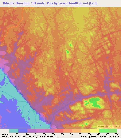 Ndende,Gabon Elevation Map