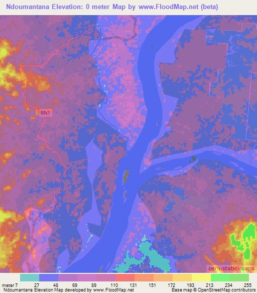 Ndoumantana,Gabon Elevation Map