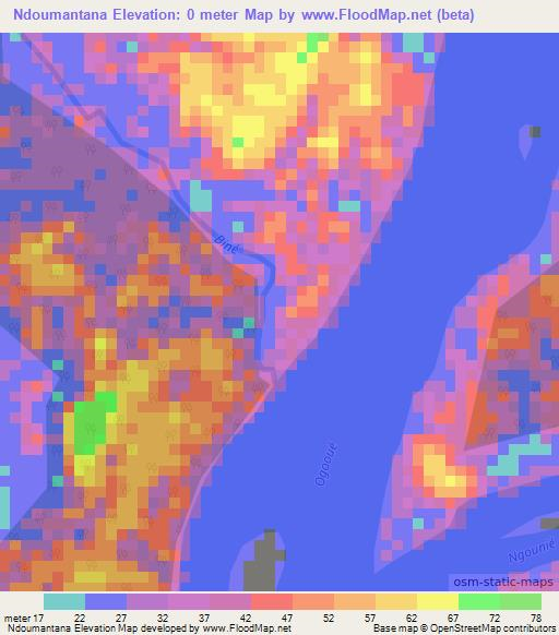 Ndoumantana,Gabon Elevation Map