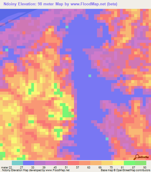 Ndoiny,Gabon Elevation Map