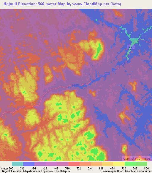 Ndjouli,Gabon Elevation Map