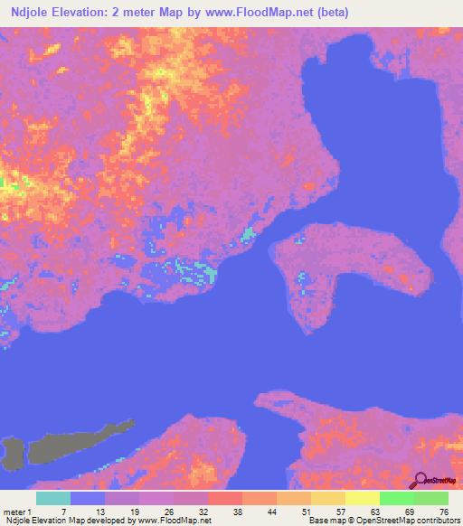 Ndjole,Gabon Elevation Map