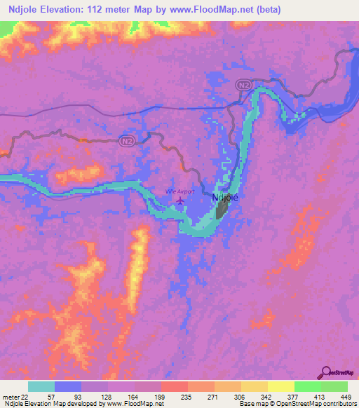 Ndjole,Gabon Elevation Map