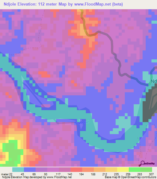 Ndjole,Gabon Elevation Map