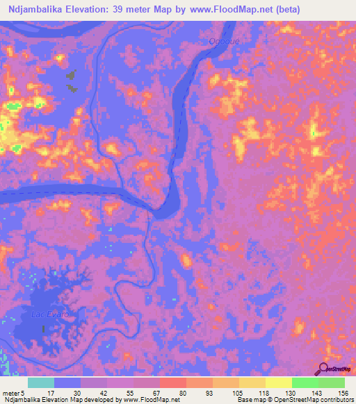 Ndjambalika,Gabon Elevation Map