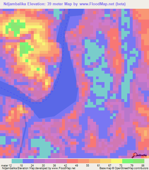 Ndjambalika,Gabon Elevation Map