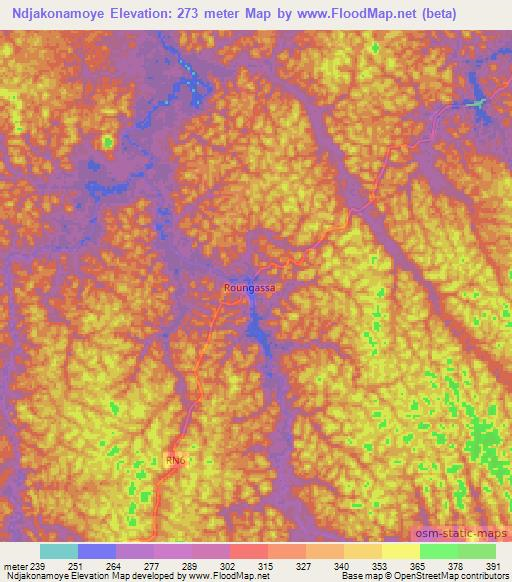 Ndjakonamoye,Gabon Elevation Map
