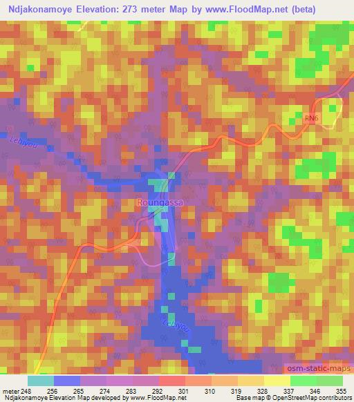 Ndjakonamoye,Gabon Elevation Map