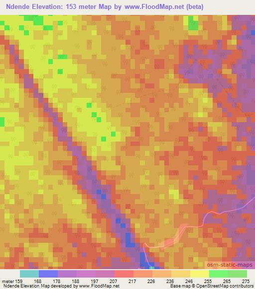 Ndende,Gabon Elevation Map