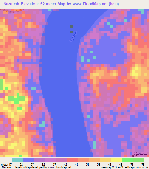 Nazareth,Gabon Elevation Map