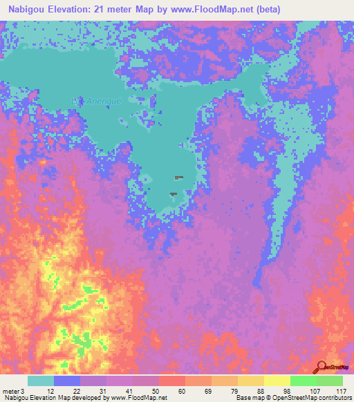 Nabigou,Gabon Elevation Map