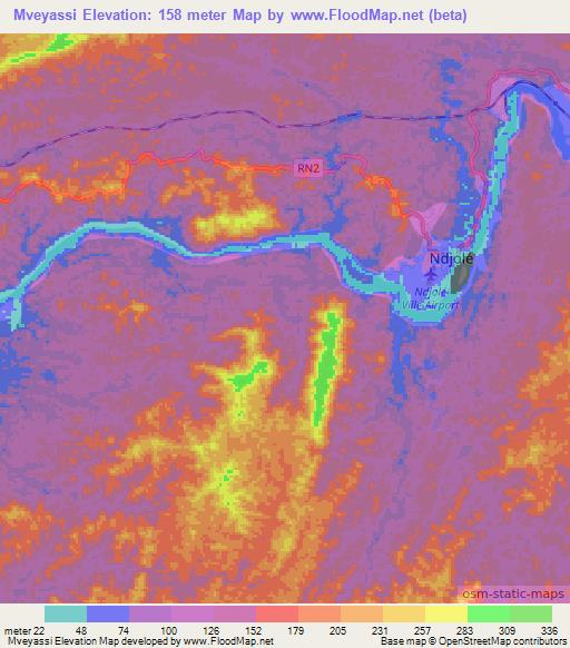 Mveyassi,Gabon Elevation Map