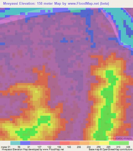 Mveyassi,Gabon Elevation Map