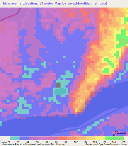 Mvanayeme,Gabon Elevation Map