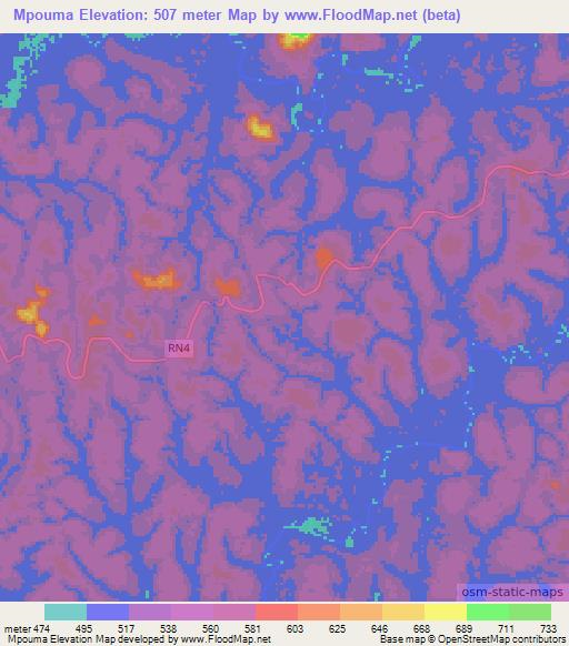 Mpouma,Gabon Elevation Map