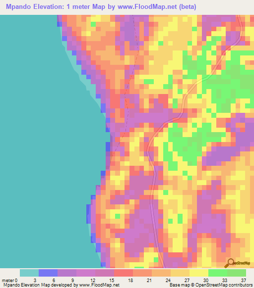 Mpando,Gabon Elevation Map