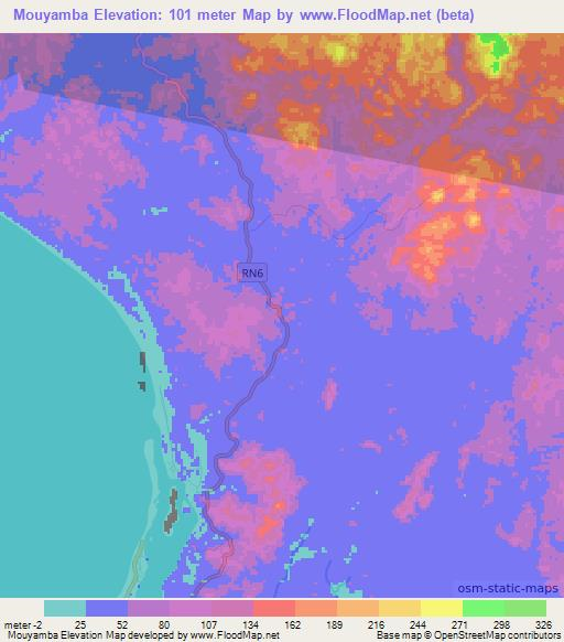 Mouyamba,Gabon Elevation Map
