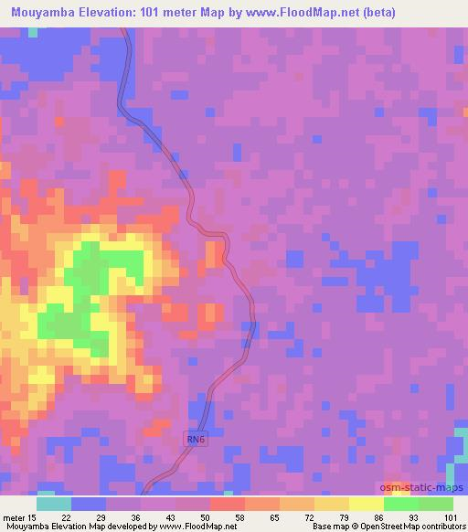 Mouyamba,Gabon Elevation Map