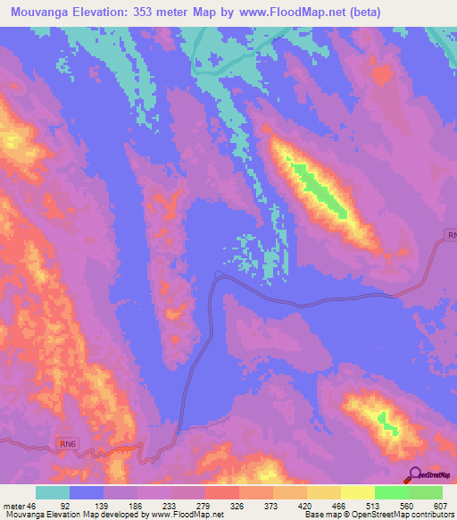 Mouvanga,Gabon Elevation Map