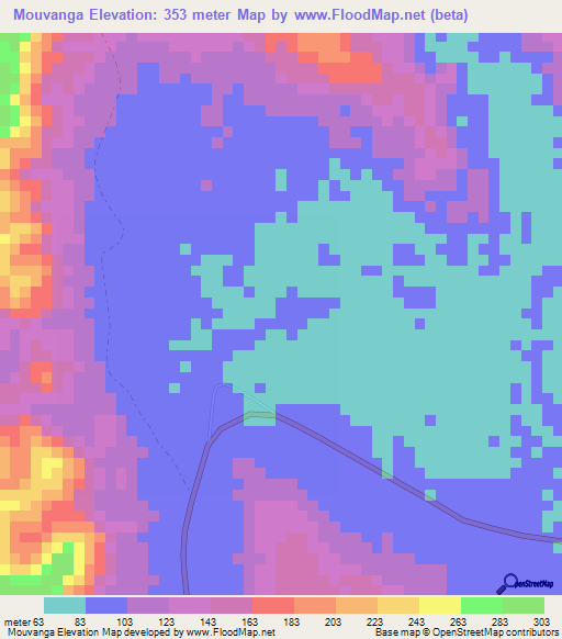 Mouvanga,Gabon Elevation Map