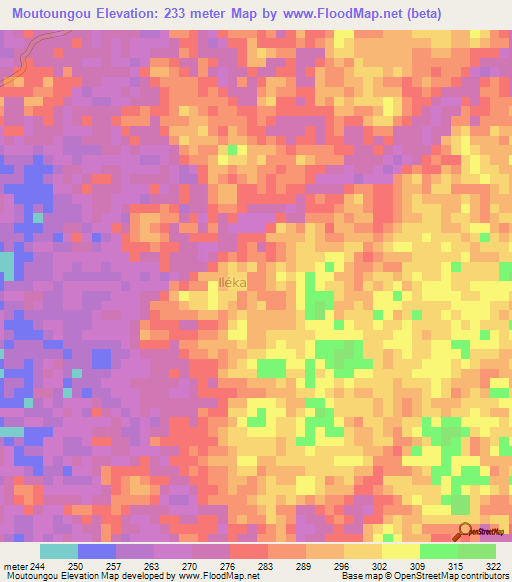 Moutoungou,Gabon Elevation Map