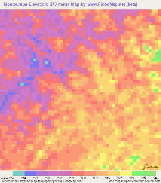 Moutoumba,Gabon Elevation Map