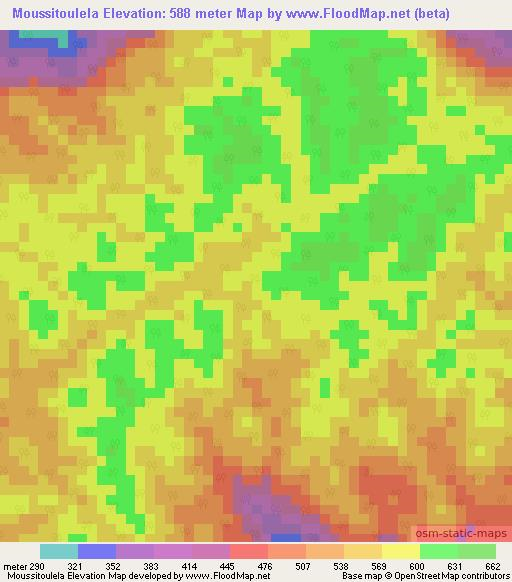 Moussitoulela,Gabon Elevation Map