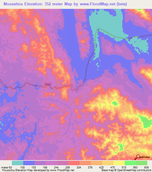 Moussitou,Gabon Elevation Map