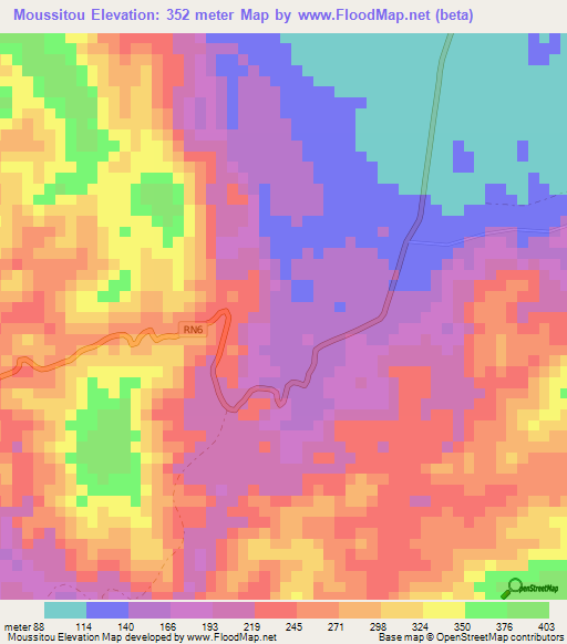 Moussitou,Gabon Elevation Map