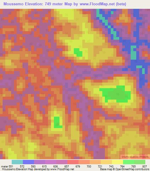 Moussemo,Gabon Elevation Map