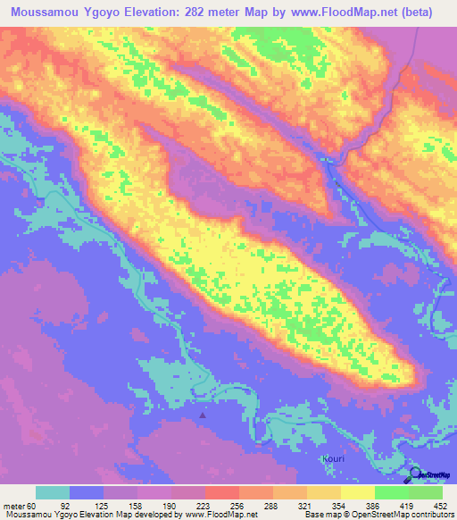 Moussamou Ygoyo,Gabon Elevation Map