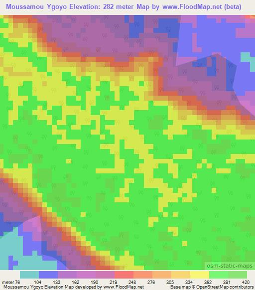 Moussamou Ygoyo,Gabon Elevation Map