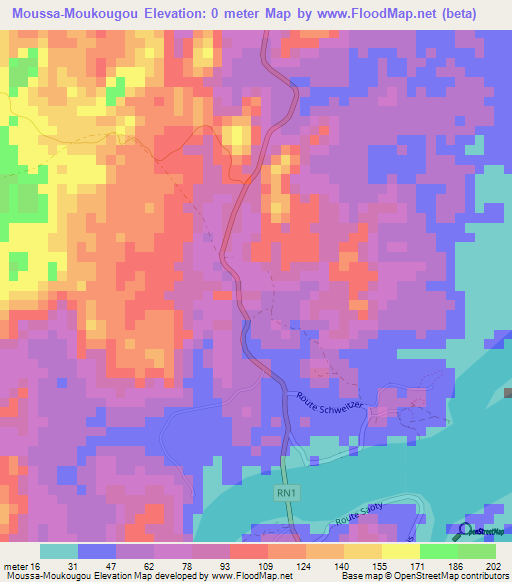 Moussa-Moukougou,Gabon Elevation Map