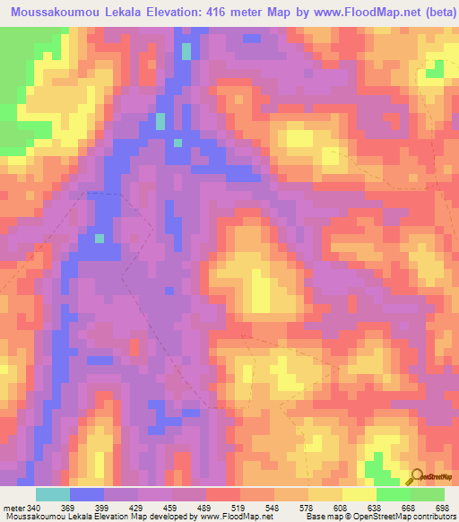 Moussakoumou Lekala,Gabon Elevation Map