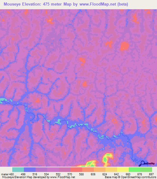 Mouseye,Gabon Elevation Map