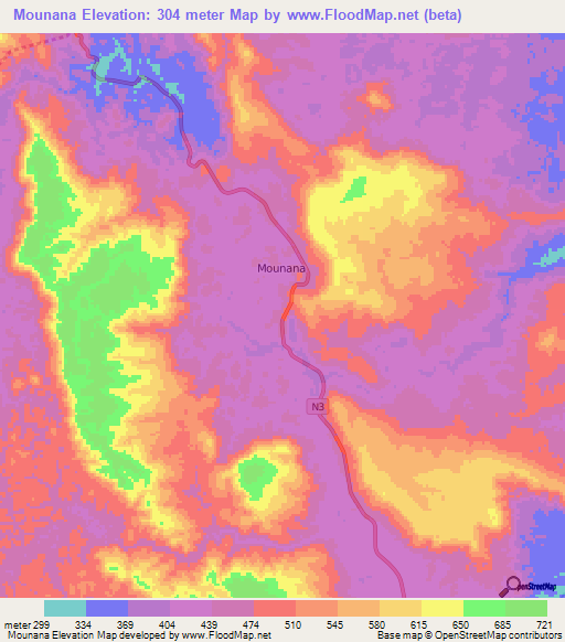 Mounana,Gabon Elevation Map