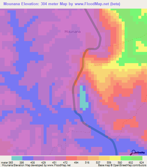 Mounana,Gabon Elevation Map