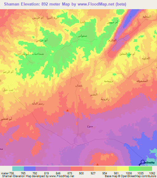 Shaman,Syria Elevation Map