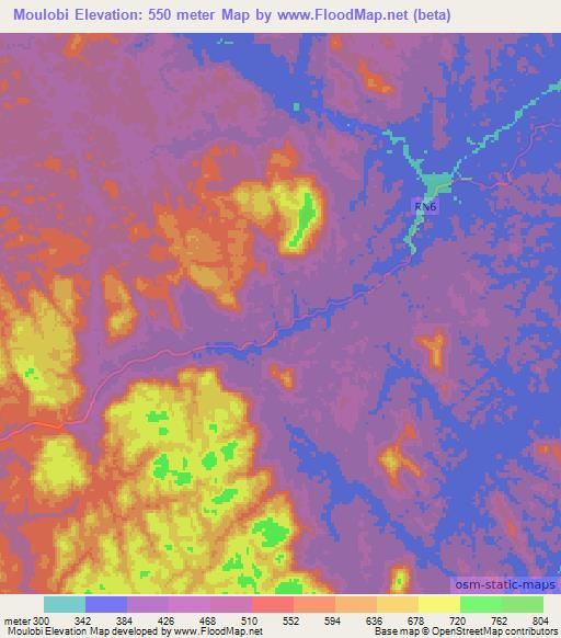 Moulobi,Gabon Elevation Map