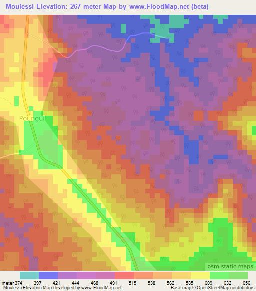 Moulessi,Gabon Elevation Map