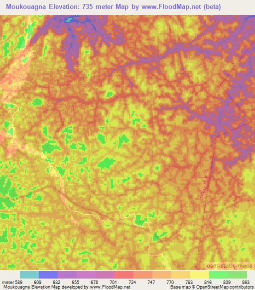 Moukouagna,Gabon Elevation Map