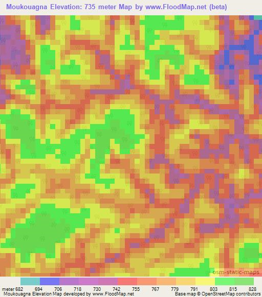 Moukouagna,Gabon Elevation Map