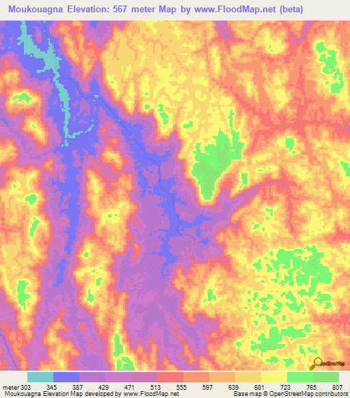 Moukouagna,Gabon Elevation Map