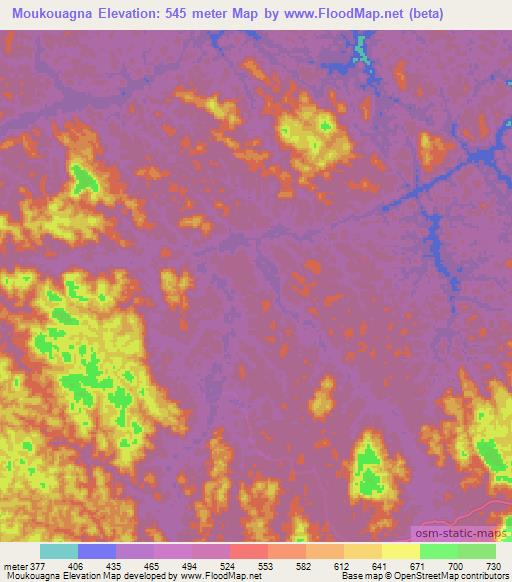 Moukouagna,Gabon Elevation Map
