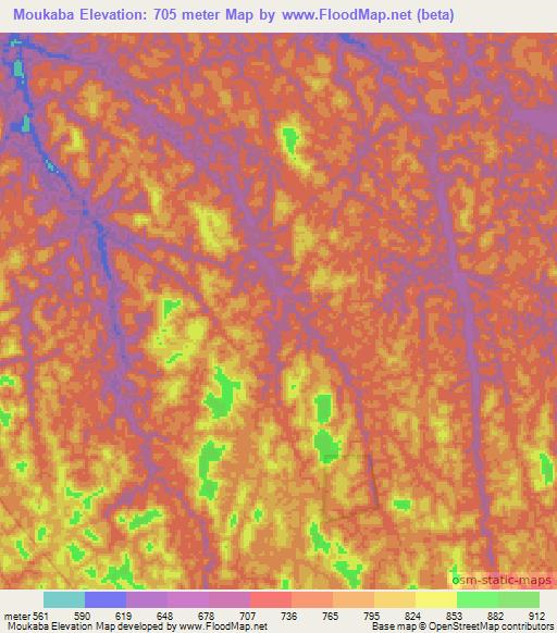Moukaba,Gabon Elevation Map